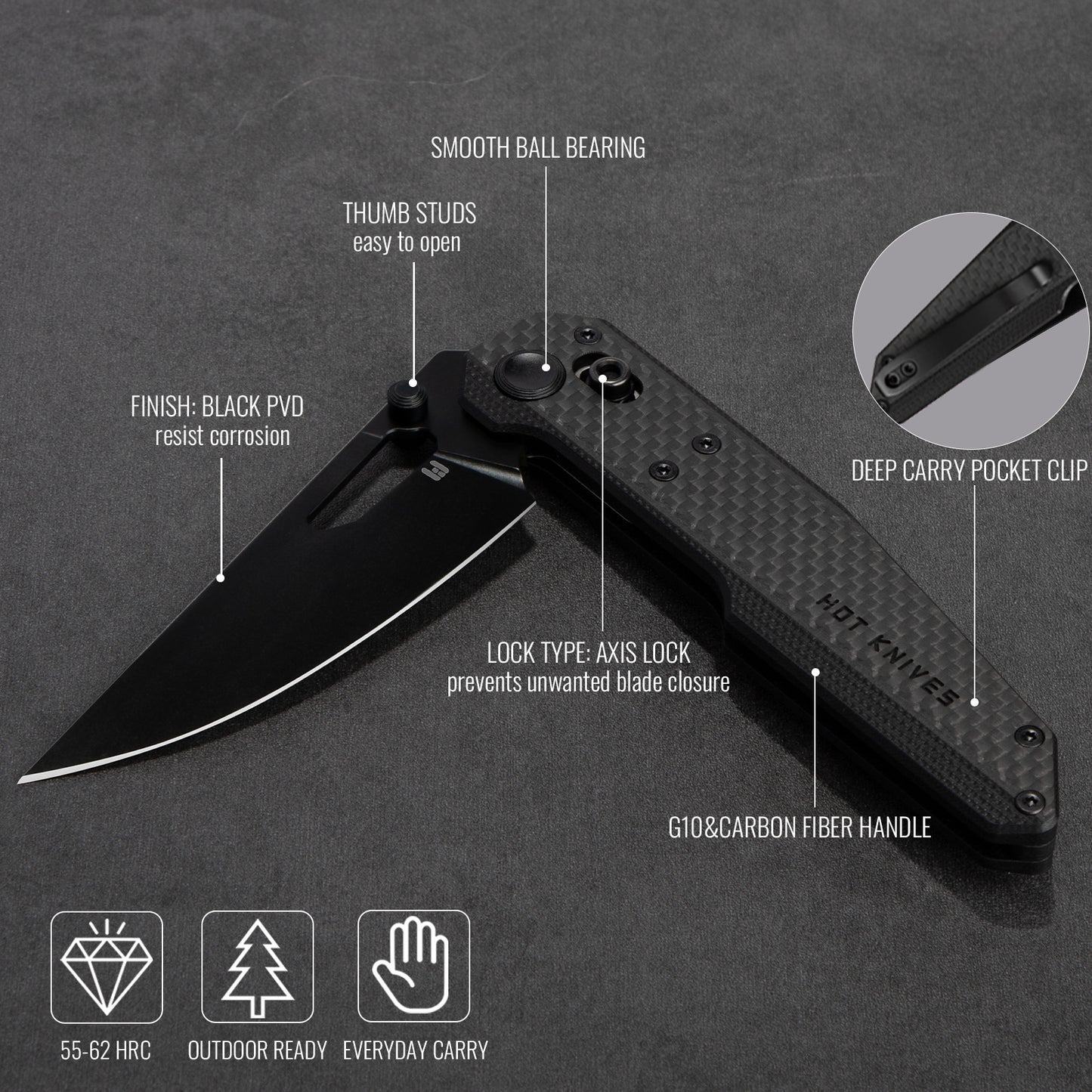 HOT KNIVES Sharplyn Black HK01