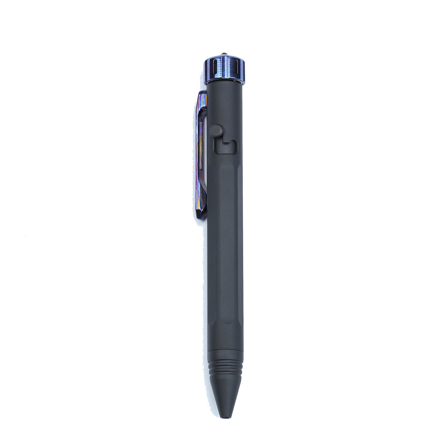 Hightron Vortron Titanium Pen, Black Coated Titanium with Zirconium Damascus Spinner & Clip