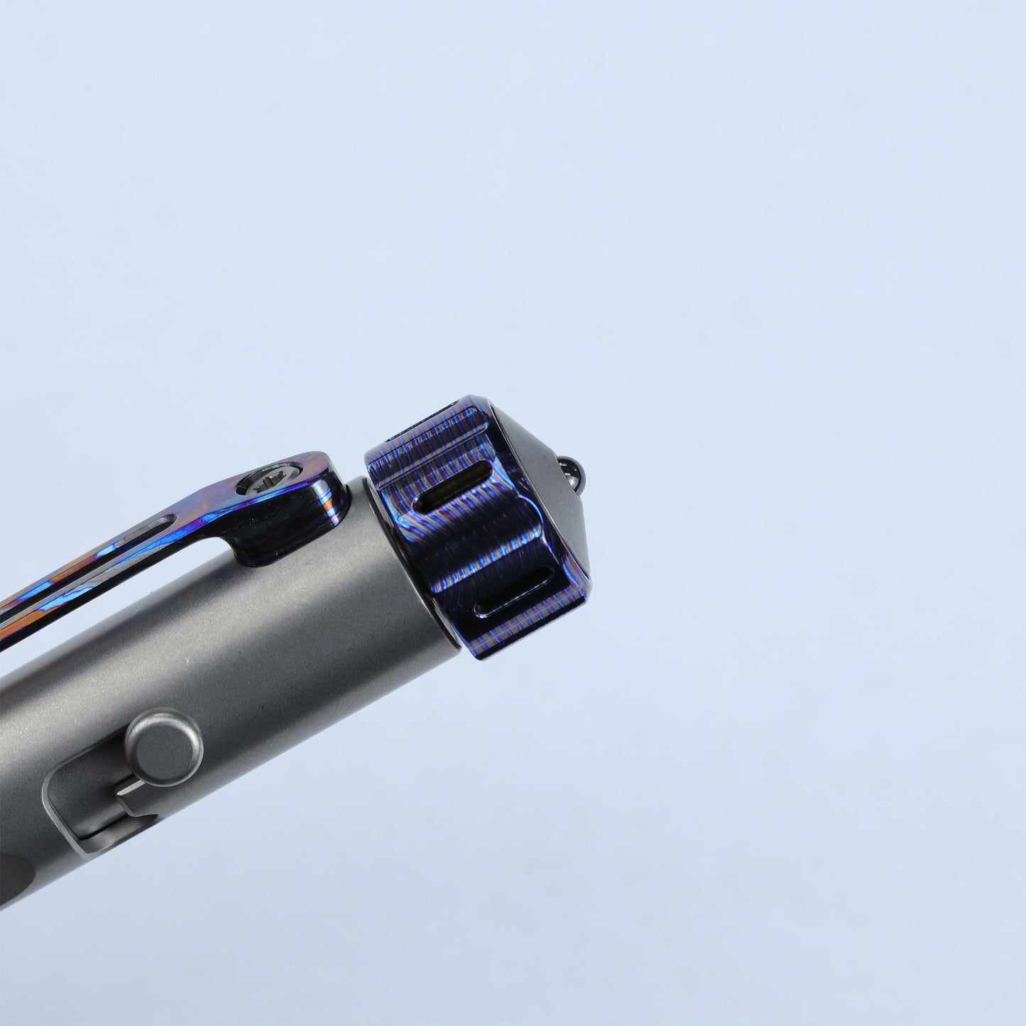 Hightron Vortron Titanium Pen, Gray Titanium with Zirconium Damascus Spinner & Clip