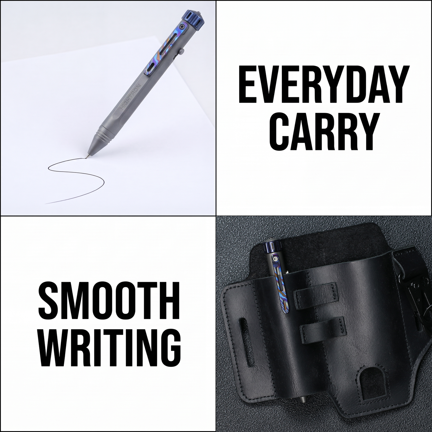 Hightron Vortron Titanium Pen, Gray Titanium with Zirconium Damascus Spinner & Clip