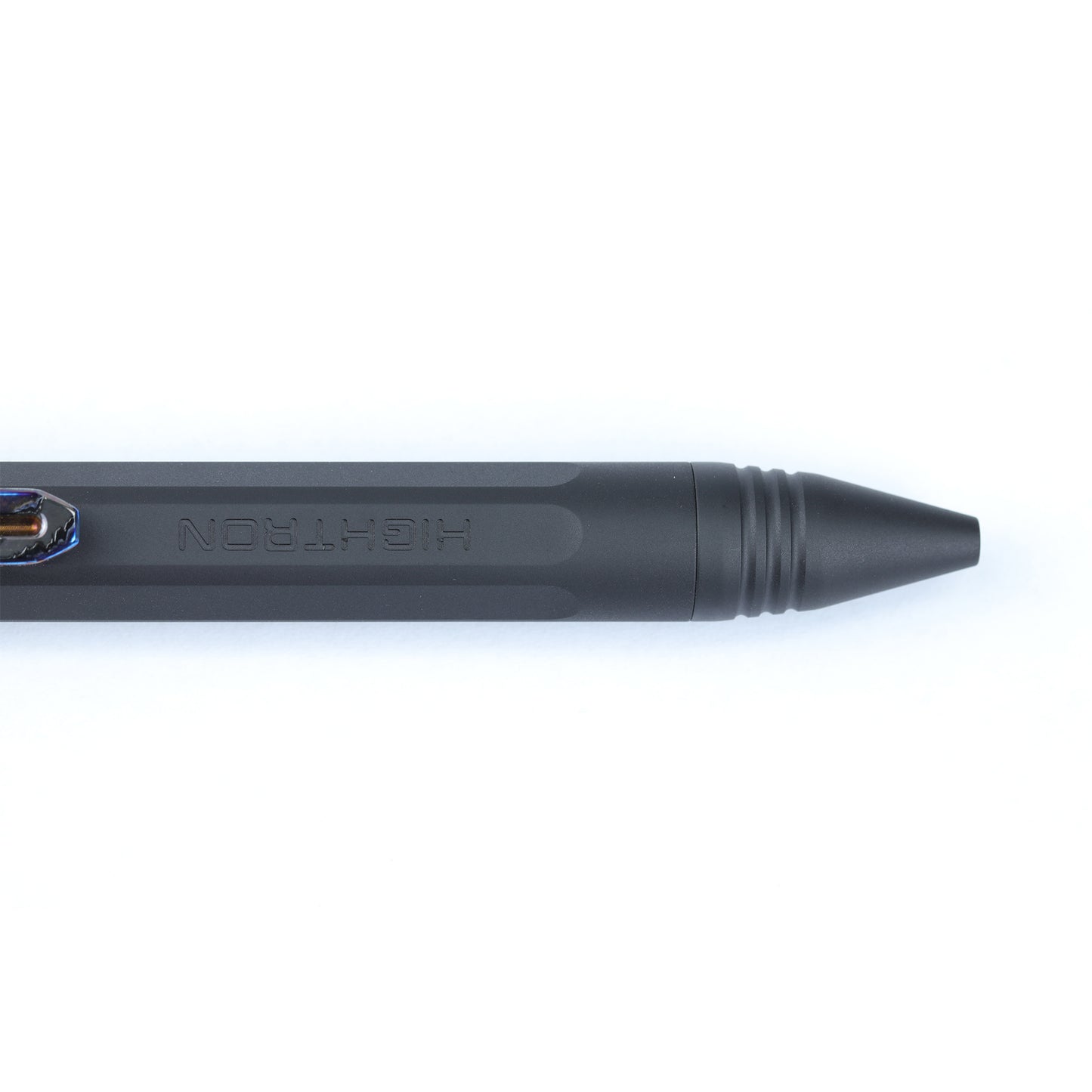 Hightron Vortron Titanium Pen, Black Coated Titanium with Zirconium Damascus Spinner & Clip