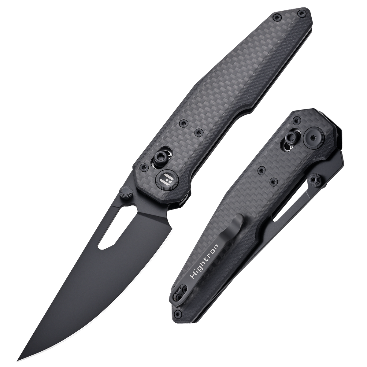 Sharplyn All-Black Light Weight Folding Pocket Knife with 14C28N Steel and Carbon Fiber G10 Handle
