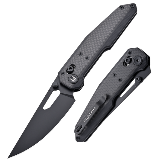 Sharplyn All-Black Light Weight Folding Pocket Knife with 14C28N Steel and Carbon Fiber G10 Handle